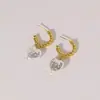 Flotador Flotante Twist Francés Colgante de Corazón de Metal Aretes de Círculo para Mujer Aretes Elegantes de Corazón Retro