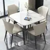 Mesa de Comedor Nórdica de Importación con Cubierta Brillante de Piedra de Roca Cuadrada para Apartamento Pequeño, Recepción Casual, Mesa de Negociación, Combinación Mesa de Comedor Neta para el Hogar