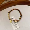 Pulseira de Flor Contraste de Cor Gota de Óleo Diamante Vintage Antigo Luxo Leve Nicho Pulseira Retrô Pulseira High-end para Mulheres
