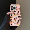 Capa Mickey Mouse Tela Cheia Adequada para Apple 17 Pro Max/16 Capa de Telefone, 15 Plus Textura de Lichia, 14P Capa Macia, 13 Capa Protetora