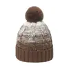 Chapéu de Inverno Estilo Japonês Estilo Coreano com Veludo Espessado Versátil Quente Chapéu de Lã Mesclada Gradiente Tricotado para Mulheres Estilo Coreano