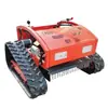 Cortacésped de Control Remoto con Orugas, Cortacésped Pequeño Doméstico Totalmente Automático para Huertos, Desbrozadora y Trituradora de Césped a Gasolina para Todo Terreno