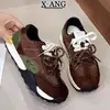 La versión de piel de vaca hace que los pies parezcan más pequeños, zapatillas Forrest Gump, zapatillas de mujer, con cordones, bloques de color, zapatillas de entrenamiento alemanas, novedad Otoño 2026, zapatillas deportivas casuales