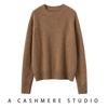 Suéter de Cachemir Puro 100% para Mujer Cuello Redondo Mangas Raglán Holgado Casual Simple Estilo Perezoso Prenda Base de Cachemir Otoño e Invierno Nuevo Estilo