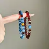 Estilo Nacional Original Feito à Mão Ágata Vermelha Natural Pulseira Cristal Azul Design de Virada de Sorte Sensação de Alto Padrão Estilo Étnico Retrô Joia de Mão