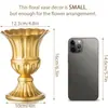 Vaso de Flores de Metal Dourado Estilo Europeu Amazon Recipiente Vintage para Arranjo de Flores Decoração de Hotel Casamento Corredor Vaso de Flores Secas Ornamento
