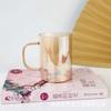 Taza de vidrio con asa de estilo coreano, fresca y colorida, taza para beber con forma de corazón para niña, taza de jugo ligera, simple y de lujo para el hogar de celebridades de Internet.
