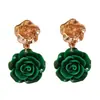 Pendientes Transfronterizos Nuevos Sencillos Pequeños Frescos Moda Elegante Flor de Rosa de Resina Florales Distintivos Pendientes Versátiles para Mujer