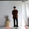Suéter Cardigan Estilo Preguiçoso Masculino Bonito Estilo Coreano Cor Sólida Decote Em V 2024 Nova Chegada Estilo Preppy Jaqueta De Malha Masculina Outono