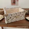 Cesta de Almacenamiento Acolchada con Rayas Azules Originales Organizador de Escritorio para Cosas Pequeñas Caja de Almacenamiento para Cosméticos, Bocadillos, Artículos Varios
