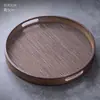 Bandeja de té de ratán macizo, bandeja de madera para hotel, bandeja rectangular de bambú para servir tazas de té estilo americano para el hogar, vintage
