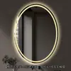 Espejo de baño inteligente de forma ovalada con retroiluminación LED, adecuado para baños de hotel; espejo de maquillaje antivaho; personalizable