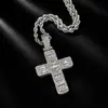 Colgante de Cruz Cuadrada de Diamante Europeo Totalmente Incrustado Cobre Incrustado Circonita Cúbica Accesorios de Joyería de Hip Hop de Moda para Hombre Venta al por Mayor Transfronteriza
