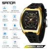 Reloj Deportivo Sanda de Doble Pantalla para Estudiantes de Secundaria, Montañismo al Aire Libre, Hora Mundial, Resistente al Agua, Cuenta Atrás, Versátil, Elegante Reloj Electrónico