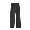 Pantalones anchos forrados de forro polar para mujer de otoño e invierno, pantalones de lana de cintura alta, pantalones rectos de pierna estrecha con patrón de espiga en el dobladillo dividido engrosado para invierno