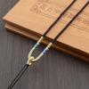 Cuerda de collar de nudo de transferencia de seguridad tejida a mano, cordón con colgante de ágata de jade, ajustable, cuerda de cuello de alta carga