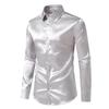 Camisa de manga larga de satén de color sólido para hombre, tendencia de moda para discoteca, talla europea, nueva tendencia de otoño e invierno de comercio exterior de Amazon, para hombre