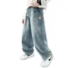 Jeans de Primavera y Otoño para Niños 2026 Nuevo Estilo Pantalones Largos Moda Coreana Pantalones Harem Elegantes Pantalones de Papá para Niños Grandes