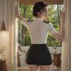 He Mei Roupa Íntima Sexy Feminina Sexy Policial Instrutora Uniforme de Role-Playing Tentação Saia de Quadril Conjunto Não Precisa Tirar