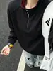 Sudadera unisex con estampado floral blanco, peso pesado, media cremallera, cuello alto, estilo otoño/invierno, corte cuadrado, diseño deconstruido, prenda exterior extragrande estilo americano