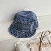 Chapéu de pescador jeans feminino estilo coreano lavado aba macia antiga rosto-olhando pequeno boné de pico moderno simples dobrável chapéu equestre
