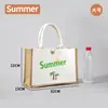 Bolsa de lona pintada a mano de lino al por mayor spot para estudiantes DIY bolsa hecha a mano de yute simple bolsa de mano de lino ecológica