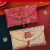 Sobre Rojo de Tela Brocada Bordada de Alta Gama Bolsa Roja de Diez Mil Yuan Palabras de Buena Suerte y Bendición Sobre Rojo Universal