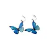Brincos de Borboleta Manchadados em Resina Azul Atmosférica, Toque de Luxo Leve e de Alta Qualidade, Brincos Únicos, Brincos da Moda em Estilo Nicho