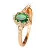 Venta Caliente Transfronteriza Anillo Ovalado Retro Esmeralda Luz Anillo Lujo Borde Retorcido Dorado Textura Espiga Anillo