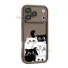 Diseño de gato blanco y negro lindo y simple estilo japonés y coreano con line art, funda para teléfono cortada con precisión 17 Pro, funda suave mate iPhone 18