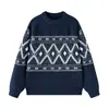 Suéter de Mezcla de Lana Tejido con Color Fair Isle, Nuevo Otoño/Invierno 2026, para Hombre, Holgado, Cálido, Tejido