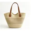 Bolso de Paja Tejida Nuevo Verano 2026, Estilo para el Trabajo, Gran Capacidad, Diseño Rayado, Versátil, Bolso de Playa a la Moda para Mujer