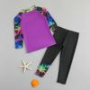 Traje de baño para niños con protección solar de manga larga, conservador, estampado de letras para niños medianos y grandes, traje de baño para resort de aguas termales, traje de baño dividido transfronterizo