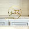 Tarjeta de pastel acrílica con estampado de mariposas de feliz cumpleaños con dorado estilo transfronterizo. Decoración de pastel con mariposas.