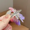 Grampo de Cabelo Borboleta Colorida em Gradiente para Crianças Presilha Bico de Pato Borboleta de Tecido Simulado Borboleta Pérola Tridimensional Acessórios de Cabelo Antigos