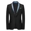 2026 Chaqueta Blazer Casual de Moda Europea Transfronteriza para Hombre, Traje Individual Falso de Dos Piezas con Retazos, Blazer Pequeño de Negocios para Hombre