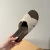 Sandalias planas de lino con diseño único, punta cuadrada y destalonadas para mujer, para uso exterior en verano, estilo de hada, adecuadas para vacaciones en la playa y ropa de playa.