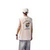 Estilo Japonés Fresco Estilo Americano Chaleco de Verano para Hombre Moderno Holgado Baloncesto Deportes Fitness Chaleco de Cintura Camiseta sin Mangas Estampada