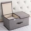 Caja de Almacenamiento de Doble Tapa de Tela de Algodón y Lino Caja de Almacenamiento Plegable Caja de Almacenamiento Miscelánea Dormitorio Cubierto Caja de Almacenamiento para Prendas Íntimas