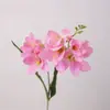 Flor Artificial de Orquídea Nieve Fragante y Lujosa, Rama Única de Orquídea Fragante de Dos Puntas con Hojas, Flor Fragante para Boda y Arreglo Floral para el Hogar