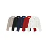 Ropa de mujer al por mayor transfronteriza 2026 Chaqueta corta abotonada de doble fila con cuello mao y cremallera estilo Napoleónico francés
