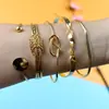 Moda Europea y Americana Elegante Exagerado Simple Estilo Apilado Nudoso Geométrico Apertura Asimétrica Pulsera Juego de Cinco Piezas de Joyería de Mano