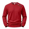 Sudadera Casual de Forro Polar Lisa Suelta para Hombre Otoño/Invierno 2026 con Cremallera Diagonal Única y Cuello Redondo