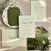 Set de invitaciones de boda con insignia repujada vintage con un toque de alta gama, encaje y diseño repujado único, tarjeta de invitación de boda nueva estilo occidental