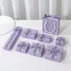 Caixa de Joias Roxo Estilo Fresco com Tampa e Base, Estampa Clássica, para Anéis, Colares, Pulseiras e Embalagem de Presente para Joias