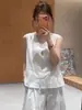 Camisa sin mangas con volantes estilo coreano para mujer 2026 Verano Nueva Moda Holgada Adelgazante Petite Algodón Lino Top de Moda