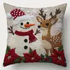 Funda de Cojín Decorativo Papá Noel Muñeco de Nieve Reno Impresa por un Lado para Navidad Invierno Sala de Estar Sofá Dormitorio