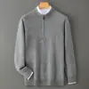 Suéter de Punto Grueso para Hombre Baicai de Terciopelo Otoño/Invierno, Capa Base Engrosada de Lana con Cremallera, Transpirable, Media Cremallera, Informal