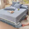 2026 Nuevo Modelo Clase A PE Poliéster Alfombrilla Refrescante de Frijol Hielo Polímero Alto Jacquard Tacto Frío Falda de Cama de Frijol Hielo Juego de Tres Piezas