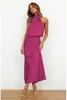 Vestido de satén sin mangas de color liso, nuevo para la primavera/verano 2026, europeo y americano, elegante y moderno, vestido ligero de noche